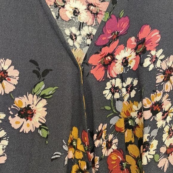 ✨Re:named Gray Floral Maxi Wrap Dress with Flutter Sleeves - Picture 5 of 6